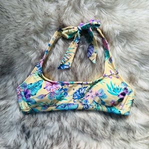 NWOT Pastel Tropical Floral Halter Bikini Top